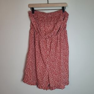 Shein Curve Red Floral Strapless Romper